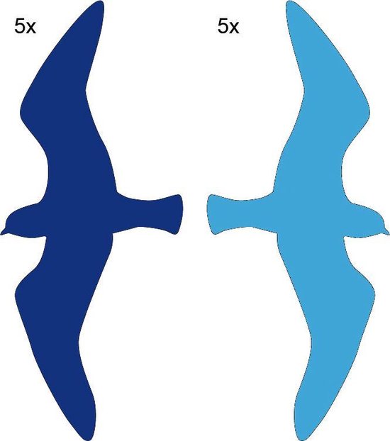 Raamstickers 'Vogel' - groot (27 cm) - 10 stuks - blauw