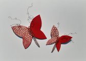 Wandobject muurdecoratie vlinders red van keramiek
