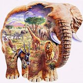 Diamond Painting - Wilde dieren in een olifant (XL Afmeting, Canvas 57X57cm , Afbeelding 50X50cm) Diamant Schilderen Hobby - Pixelen Pixelpakket Diamond painting volwassenen, volle