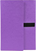 10x Map met uitrekbare rug in glanskarton en 3 kleppen - sluiting met klittenband - 24x33, Purper