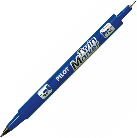 Pilot Twin Marker – Blauwe Permanent Marker – Extra Fine/Fine Tip