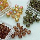 Perles en forme de diamant - 6mm - 4 grs x 3 boîtes. Marron foncé, marron clair et or