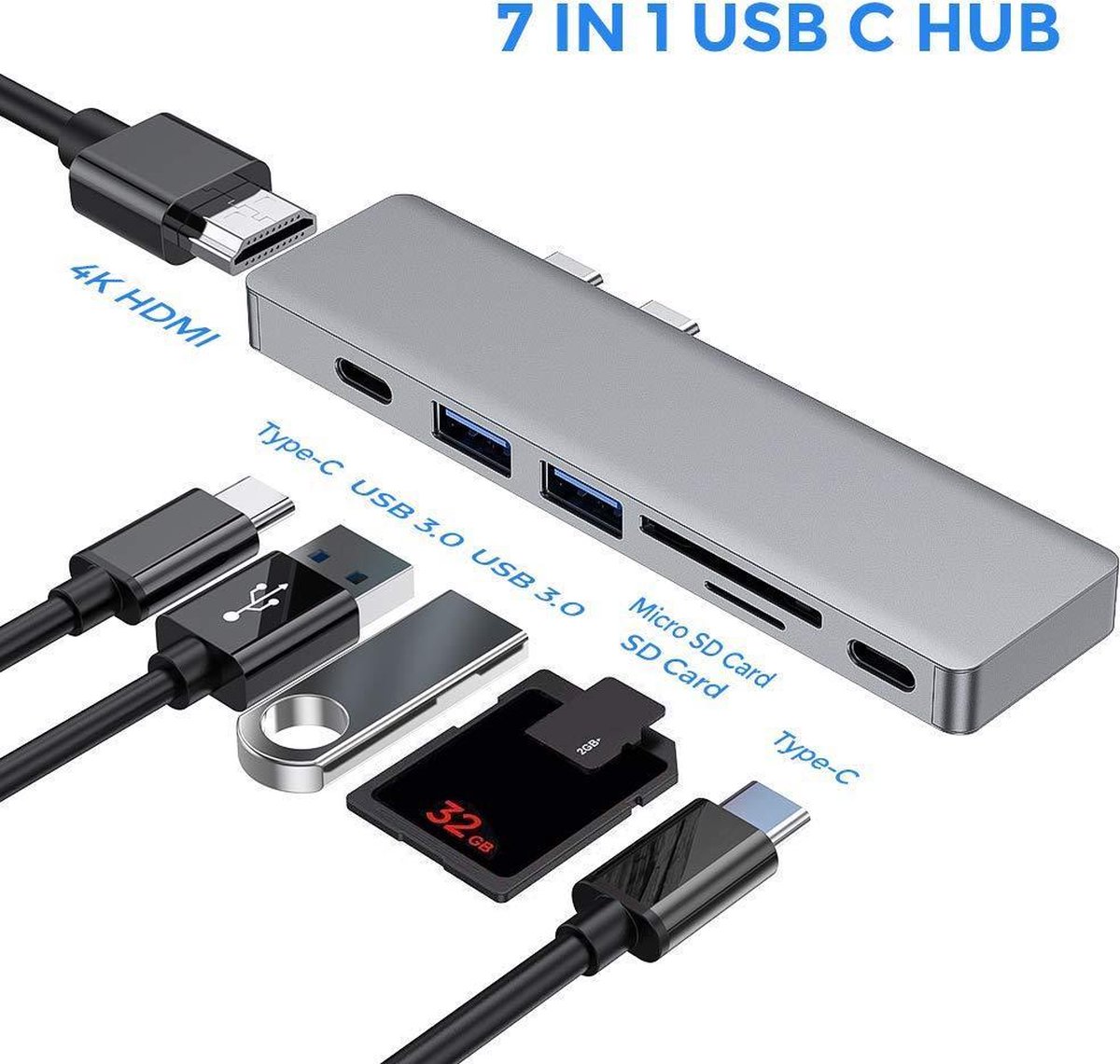 Usb c adapter voor macbook pro met HDMI & Thunderbolt 3 van Zedar