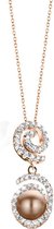 Silver Rose -P2015P- Hanger+Ketting -925 Zilver rosé -12 mm Pink Shell Pearls