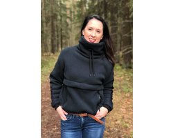 REVIVE Outdoor Fleece Sweater MAJA, Forest Green, maat M, voorzien van 3 ruime zakken (afsluitbaar met rits)