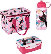 Lunchset Toekan: Lunch Box + grote Waterfles (1 liter!!) + Koeltas - Cadeautip - back to school