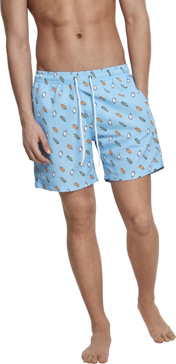 Urban Classics Pattern Swimshort Ice Zwembroek Blauw