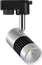 LED Railverlichting - Track Spot - 8W 1 Fase - Rond - Natuurlijk Wit 4200K - Mat Zwart/Zilver Aluminium - BSE