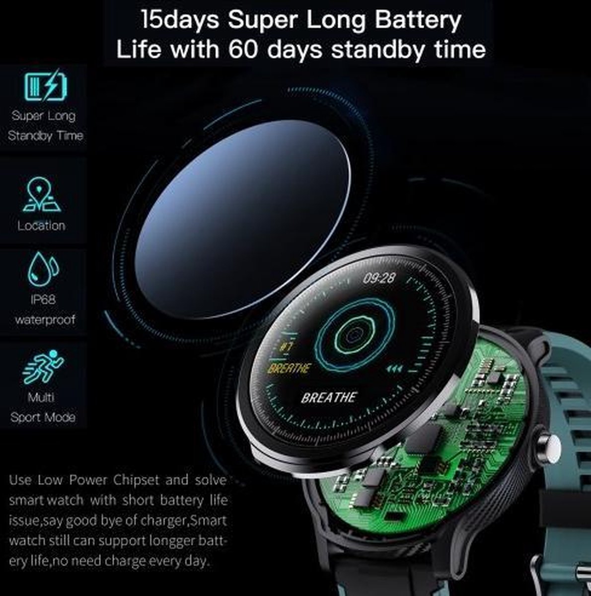 Sport Watch - Smart Watch - Heart Rate Tracker - Waterproof - Stappenteller  - | bol.com
