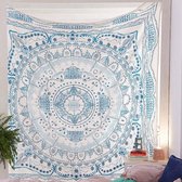 Light Blue Mandala Kleed - Wandkleed - Wanddecoratie - Mandala Tafeldecoratie - Picknickkleed - Mandala - 145x145CM