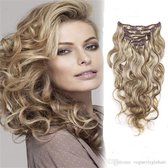 Clip iN Hair Extensions 55cm 140gram kleur 6/613 caramel mix golvend 100%Premium Thermofibrehair NIEUW