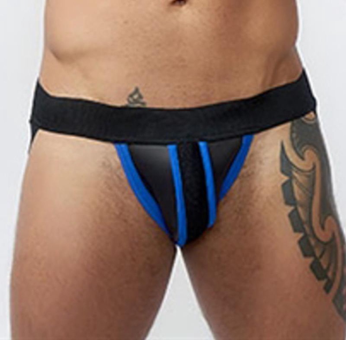 Mister b neoprene jockstrap black blue xs