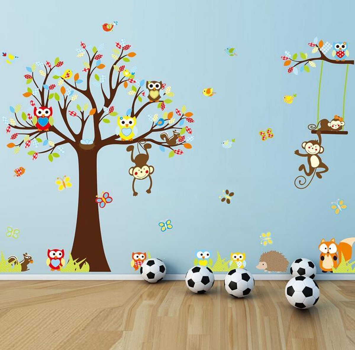 Muursticker Boom Met Dieren XXL| Wanddecoratie | Muurdecoratie | Slaapkamer | Kinderkamer | Babykamer| Jongen | Meisje | Decoratie Sticker |