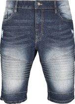 Heren Korte Broek Biker Denim Shorts darkblue