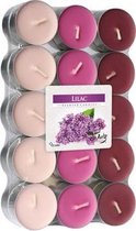 Theelichten/Waxinelichtjes geurkaarsen in lilac tinten - 60 stuks inhoud