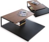 Salontafel zwart met zwarte/notelaren MDF top - H 36 cm x B 90 cm - NH17-5900