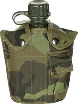 MFH US Army kunststof veldfles, 1 liter, hoes, M 95 CZ-camouflage, BPA-vrij