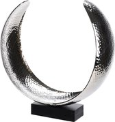 Decoratief beeld Luna - Aluminium gehamerd op houten voet - Medium