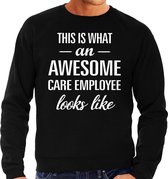 Awesome care employee cadeau sweater / trui zwart voor heren S