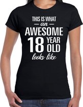 Awesome 18 year / 18 jaar cadeau t-shirt zwart dames XL