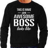 Awesome Boss / baas cadeau sweater zwart heren L