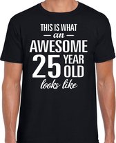 Awesome 25 year - geweldige 25 jaar cadeau t-shirt zwart heren -  Verjaardag cadeau L