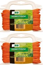 2x Oranje touw/draad 4 mm x 20 meter - Hobby/klus touw gedraaid - Dik en stevig touw voor binnen en buiten gebruik