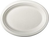 12x Plat en canne à sucre blanc 26x20 cm biodégradable - Vaisselle ronde jetable - Vaisselle pure - Matériaux durables - Assiettes à vaisselle jetables écologiques - Respectueux de l'environnement