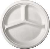 12x Assiettes boîtes en canne à sucre blanches 26 cm biodégradables - Assiettes boîtes rondes jetables - Vaisselle pure - Barbecue - Matériaux durables - Assiettes de vaisselle jetables écologiques - Écologique
