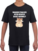 Waarom negatief in het nieuws hamsteren t-shirt zwart voor kinde L (146-152)