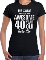 Awesome 40 year / 40 jaar cadeau t-shirt zwart dames S