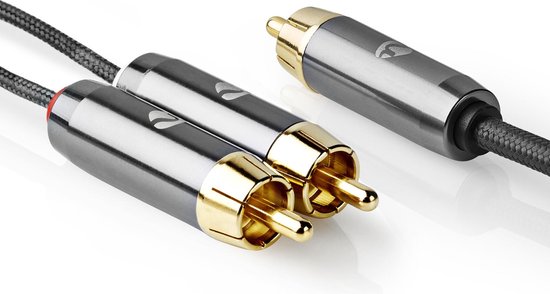 Nedis Subwoofer-Kabel - RCA Male - 2x RCA Male - Verguld - 3.00 m - Rond - 4.5 mm - Grijs / Gun Metal Grijs - Cover Window Box