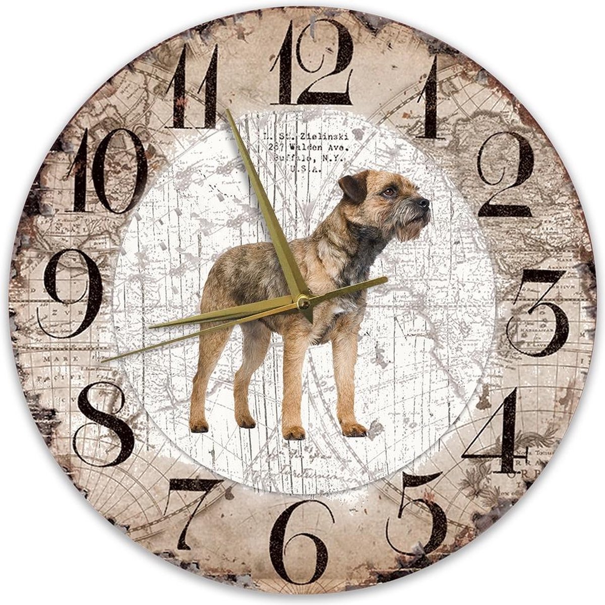 Houten Klok - 30cm - Hond - Border Terriër