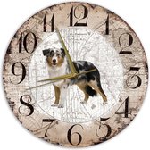 Houten Klok - 30cm - Hond - Bordercollie Tricolor