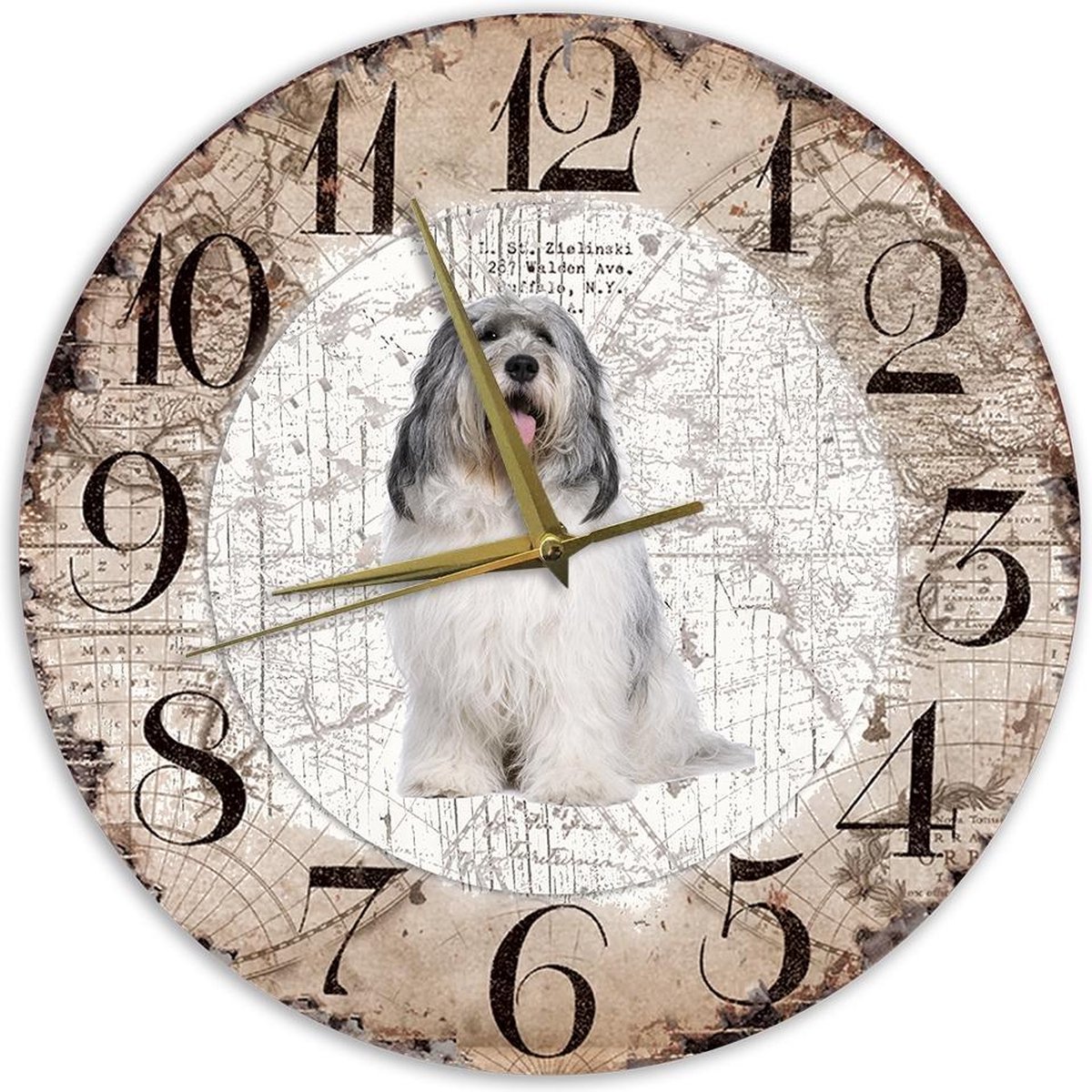 Houten Klok - 30cm - Hond - Bobtail Terrier