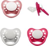 Set van 3 fopspenen Nip - Silicone - Dental - 0-6 maand - Roze, Fuchsia en Wit