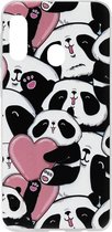 ADEL Siliconen Back Cover Softcase Hoesje Geschikt voor Samsung Galaxy A40 - Panda Hartjes