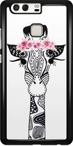 Casimoda® telefoonhoesje - Geschikt voor Huawei P9 - Giraffe - Zwart TPU hoesje - Backcover - Multi - Giraffe