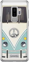 Samsung S9 Plus hoesje siliconen - Hippie bus blauw | Samsung Galaxy S9 Plus case | blauw | TPU backcover transparant