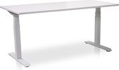 Bureau assis-debout électrique | 160x80 centimètres | cadre blanc - drap blanc | Avec opération de mémoire!