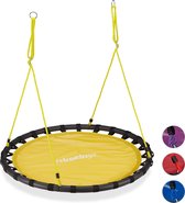 Relaxdays Nestschommel - schotelschommel - buiten schommel - kinderschommel - XL- 120 cm - geel