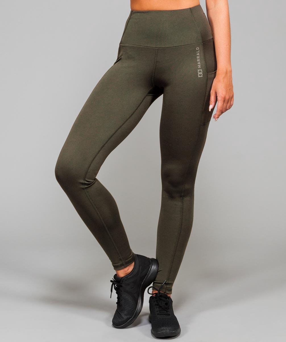 Marrald High Waist Pocket Sportlegging | Army Groen - L dames yoga fitness