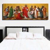 Canvas Schilderij Jezus en zijn 12 Discipelen - Kunst aan je Muur - Groot schilderij - Kleur - 30 x 90 cm