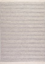Handgeweven laagpolig vloerkleed Jaipur - Wol - Zilver - 140x200 cm