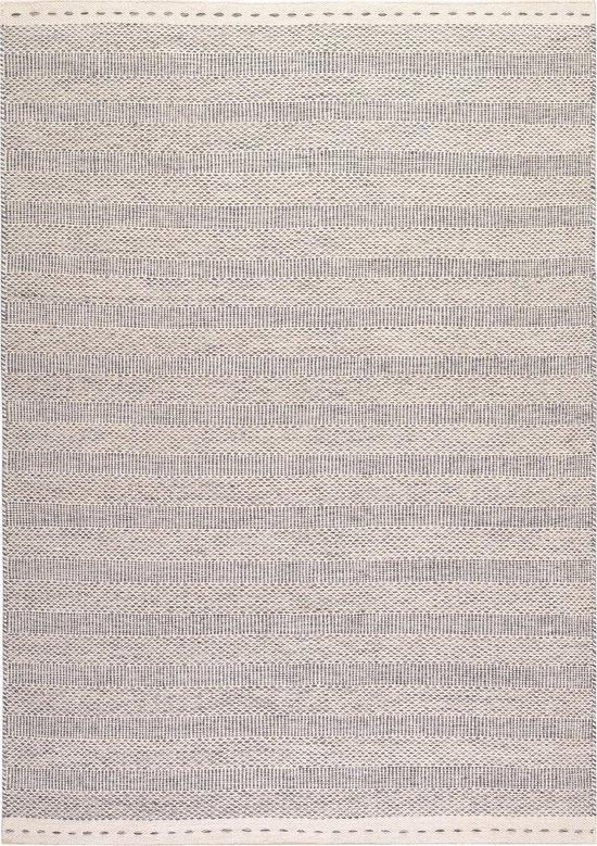 Handgeweven laagpolig vloerkleed Jaipur - Wol - Zilver - 140x200 cm
