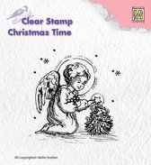 CT016 Clear Stamp Nellie Snellen - engel met kerstboom - stempel