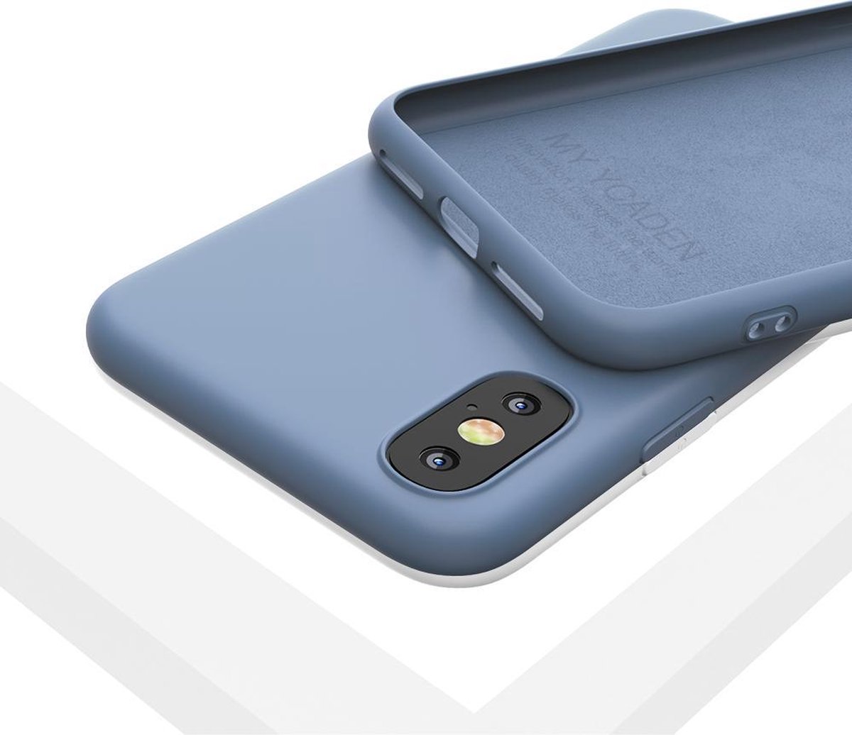 LIQUID | 180° Protection - Silicone Velvet + MicroFibre Shockproof Backcover - Telefoon Hoesje voor iPhone X/Xs - Lavendel Grijs