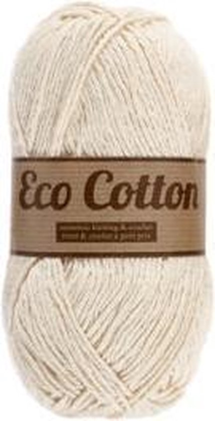 Lammy yarns Eco Cotton katoen garen ecru 016 - naald 4,5 a 5mm - 100 grams  | bol.com