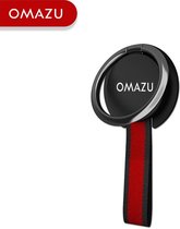 Omazu Universele Telefoonring - Met Zacht Geweven Design Band - Auto magneethouder ondersteunend - Zwart/Rood