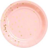 Kartonnen Bordjes roze met stippen 18cm 10st - Wegwerp borden - Feest/verjaardag/BBQ borden / Gebak bordjes maat - feestjes - Babyshower